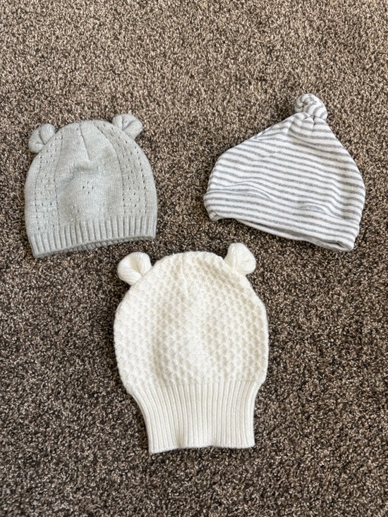 Other - Baby Knit Bear Ear Hat Trio - Ivory & Light Gray